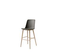 Taburete de Bar Rely HW133 con Respaldo Alto en Roble Lacado/gris Piedra