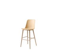 Taburete de Bar Rely HW133 con Respaldo Alto en Roble Lacado y Arena Beige