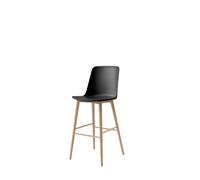 Taburete de Bar Rely HW133 con Respaldo Alto en Roble Lacado y Negro