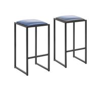 Taburete de bar - set de 2 - negro/azul - con tapicería - Royal Catering