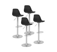 Taburete de bar - set de 4 - con respaldo - base de acero cromado - negro | Fromm & Starck