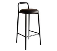 Taburete de Bar Sillas de Comedor Taburetes de Barra de Altura con Respaldo, Taburetes de Cuero de PU con Pata de Metal y Reposapiés para Cocinas Isla Pub (Black,65cm/25.6in)