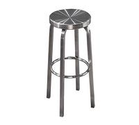 Taburete de Bar sin Respaldo de Acero Inoxidable, Taburete Alto de mostrador, Calidad Comercial, Acabado de Acero Inoxidable, Altura del Asiento de 65 cm / 75 cm, Uso en Interiores y Exteriores