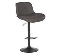 CLP Taburete de Bar Solon Negro I tapizado en Terciopelo o Tela I Taburete de Bar Regulable en Altura y Giratorio, Color:Gris Oscuro, Material:Tela