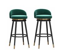 Taburete de bar tapizado de terciopelo de 1/2 giratorio, respaldo bajo, sillas de altura de mostrador para cocina, comedor, isla, patio, taburetes de bar modernos