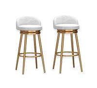 Taburete de bar tapizado de terciopelo de 1/2 - Silla alta giratoria con marco de metal de respaldo bajo para cocina, comedor, patio, taburete de altura de mostrador
