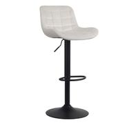 CLP Taburete De Bar Tover En Tela, Polipeil o Terciopelo I Silla De Cocina Ajustable En Altura con Base Metálica & Reposapiés, Color:Crema, Material:Terciopelo