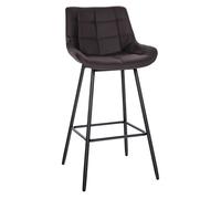CLP Taburete De Bar Weston En Terciopelo o Polipiel I Silla Alta De Cocina con Base Metálica & Reposapiés, Color:marrón, Material:Cuero Sintetico