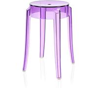 Taburete de barra acrílico transparente taburete moderno de altura de contador transparente, silla fantasma completamente ensamblada, diseño de apilamiento redondo, 46x44x75cm (18x17x30 pulgadas)