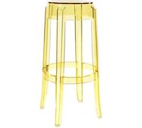 Taburete de barra acrílico transparente taburete moderno de altura de contador transparente, silla fantasma completamente ensamblada, diseño de apilamiento redondo, 46x44x75cm (18x17x30 pulgadas)