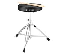 Taburete de batería con Baquetas de Madera de Arce, Taburete de batería Donner, Altura Ajustable 48-58 cm para batería electrónica, batería, Carga máxima 90 kg