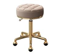 Taburete de belleza, asiento giratorio ajustable de piel sintética y marco dorado de acero inoxidable, silla versátil para salón y spa