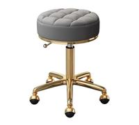 Taburete de belleza, asiento giratorio ajustable de piel sintética y marco dorado de acero inoxidable, silla versátil para salón y spa