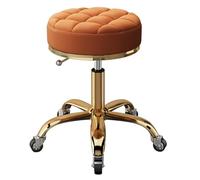 Taburete de belleza con ruedas de altura ajustable, silla de bar giratoria con base de metal dorado y ruedas de tierra para salones y oficinas