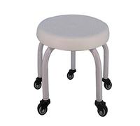 Taburete de belleza de 32 cm, banco de pedicura con ruedas, asiento redondo de esponja, marco de acero, para dormitorio, sala de estar, otomana, color blanco y negro