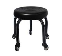 Taburete de belleza rodante de 32 cm con asiento de esponja y marco de acero pintado para dormitorio y sala de estar, opciones de color blanco y negro