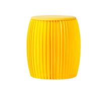 Taburete de cartón plegable multifuncional en forma de tambor amarillo que ahorra espacio, muebles creativos para decoración del hogar, portátil y versátil, ideal para espacios pequeños
