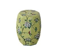 taburete de cerámica con forma de tambor, Taburete de tocador y taburete for cambiar zapatos pintados estilo retro europeo, pequeño cerámica fresca pintado a mano, muelle porcelana bordado(Yellow)