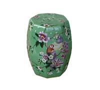 Taburete de cerámica con forma de tambor ， Taburete de tocador y taburete for cambiar zapatos pintados estilo retro europeo, pequeño cerámica fresca pintado a mano, muelle porcelana bordado(Green)