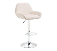 CLP Taburete De Barra Braga En Terciopelo I Silla Giratoria para Cocina Moderna con Reposapiés & Reposabrazos, Color:Crema, Color del Marco:Cromado