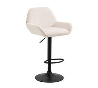 CLP Taburete De Barra Braga En Terciopelo I Silla Giratoria para Cocina Moderna con Reposapiés & Reposabrazos, Color:Crema, Color del Marco:Negro