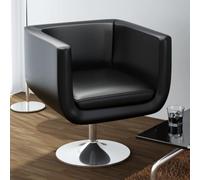 Taburete de Cocina Cuero sintético Negro,Sillón Giratorio Moderno con Respaldo y Cuero Artificial para Oficina, Sala de Estar y Dormitorio Salón, Sillones