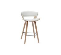 Miliboo Syrah - Taburete de bar, diseño blanco y madera clara, 65 cm, color blanco