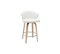 Taburete de cocina de diseño giratorio blanco con madera clara 65 cm ALBIN