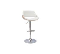 Taburete de cocina de diseño regulable blanco con tonos de madera clara CLASH