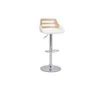 Taburete de cocina regulable de diseño blanco y roble PERNIK