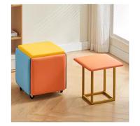 Taburete de cubos 5 en 1 con ruedas giratorias, sillas otomanas apilables, reposapiés móvil, asiento giratorio para sofá para sala de estar, diseño multicolor