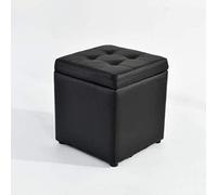 Taburete de cuero para almacenamiento, reposapiés otomano, taburete nórdico de 4 patas, antideslizante, para sala de estar, dormitorio, balcón, banco pequeño, silla negra para decoración del hogar