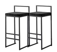 Taburete de Desayuno para mostrador, 66 cm de Altura, con cojín de Franela Suave, Ideal para la Barra de la Cocina (Negro, 2 Unidades)