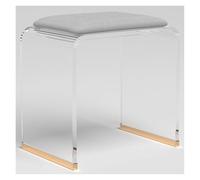Taburete de ducha acrílico con asiento acolchado, silla de baño transparente para maquillaje y belleza, no requiere montaje, perfecto para baño y uso en vani