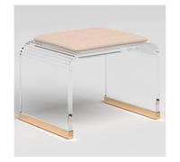 Taburete de ducha de acrílico transparente, asiento de baño acolchado para sala de maquillaje, no necesita montaje, tamaño compacto (caqui, 32 x 23 x 25 cm), accesorio de ducha elegante y funcional