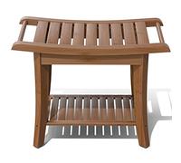 Taburete de Ducha de bambú Impermeable con Estante de Almacenamiento para afeitarse Las piernas o Asiento de baño de SPA en el baño y Ducha Interior para Adultos Mayores (24 x 13.4 x 18.5 Pulgadas +
