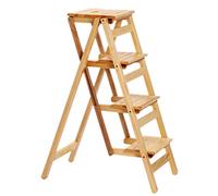 Taburete de escalada portátil plegable para interiores, escalera de madera de 4 escalones, taburete fuerte para baño y cambio de zapatos, taburete alto resistente para uso doméstico