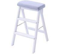 Taburete de Escalera, Escalera de Tijera, Plegable, Silla de Escalera, Asiento de Esponja Azul, Silla de Comedor, Taburete Alto, Herramienta de jardín para el hogar