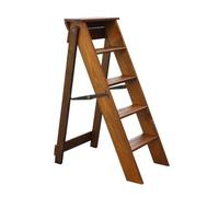 Taburete de escalera plegable de madera resistente de 5 escalones para adultos, práctico taburete de ahorro de espacio para el hogar y uso, diseño ligero