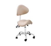 Taburete de estética - 51 - 65 cm - 150 kg - Crema, Plateado - Respaldo y asiento regulables en altura | physa