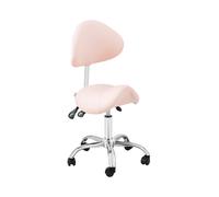 Physa Taburete de Estética Asiento para Cosmética Mannheim Powder Pink (Estructura: Acero Cromado, Tapicería: Piel sintética (PVC), Color: Rosa, Plateado)