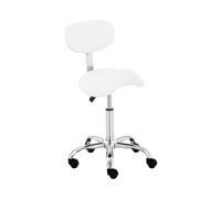 Physa Taburete con Ruedas Asiento De Trabajo Physa Hamburg White (hasta 150 Kg, Altura Regulable: 50-70 cm, Tapizado en Cuero sintético Blanco)