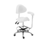 Physa Taburete de Estética con un Reposabrazos Asiento para Cosmética Wuppertal White (Estructura: Acero, Aluminio, Tapicería: Piel sintética (PVC), Color: Blanco)