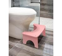 Taburete de inodoro de bambú de 6.5 pulgadas, taburete para excrementos de inodoro para adultos, corrige la postura del inodoro, alivia y reduce la tensión intestinal y la hinchazón (rosa)