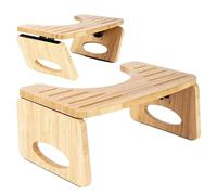 Taburete de inodoro de madera - Soporte de baño plegable de madera natural, estructura de cierre de metal, taburete portátil de ayuda para sentadillas, cómodo ayudante de movimiento intestinal |