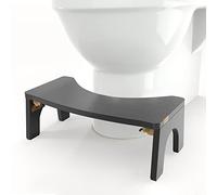 Taburete de inodoro plegable para adultos con patas extra fuertes que soporta hasta 380 libras, escalón de inodoro ajustable negro para una mejor postura