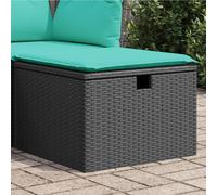 Taburete de jard?n con coj?n vidaXL negro 21,7x21,7x14,6 rat?n sint?tico