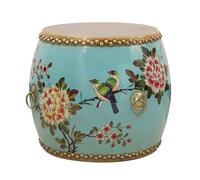 Taburete de jardín chino, taburete de tambor de madera estilo chinoiserie, mesa auxiliar para interiores y exteriores, soporte para plantas, reposapiés decorativo para sala de estar, patio, dormitorio