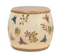 Taburete de jardín chino, taburete de tambor de madera estilo chinoiserie, mesa auxiliar para interiores y exteriores, soporte para plantas, reposapiés decorativo para sala de estar, patio, dormitorio