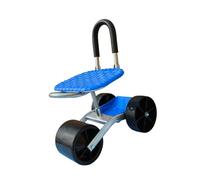 Taburete de jardín con cesta de almacenamiento, asiento plegable con rotación de 360°, fácil montaje, carrito de jardinería portátil para césped y patio al aire libre (3 ruedas)